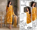 Batik Embroidered Lawn 3 Piece Suit – Mustard Yellow (D#126)_U
