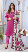 Bonanza Satrangi Unstitched 3Pc Premium Doria Lawn All Over Print Suit – Fuchsia Pink