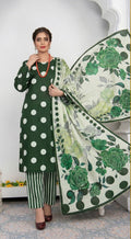 Bonanza Satrangi Unstitched 3Pc Premium Doria Lawn All Over Print Suit – Bottle Green